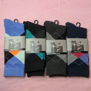 National Mill 4 Pairs Men's Argyle Colorful Socks size 10-13